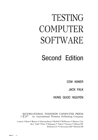 Kaner S., Falk J., Hung Quoc Nguyen - Testing Computer Software. Fundamental Concepts of Business Application Management - 2001