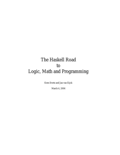 The Haskell Road to Logic, Math and Programming