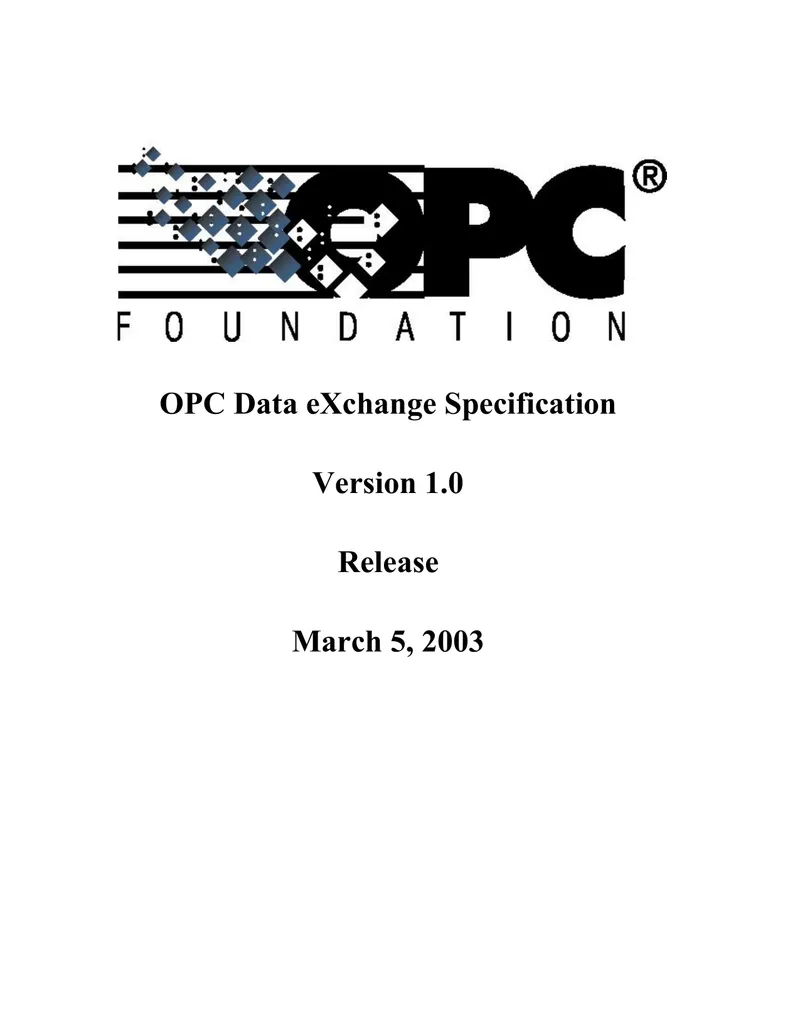OPC Data eXchange Spezifikation Version 1.0